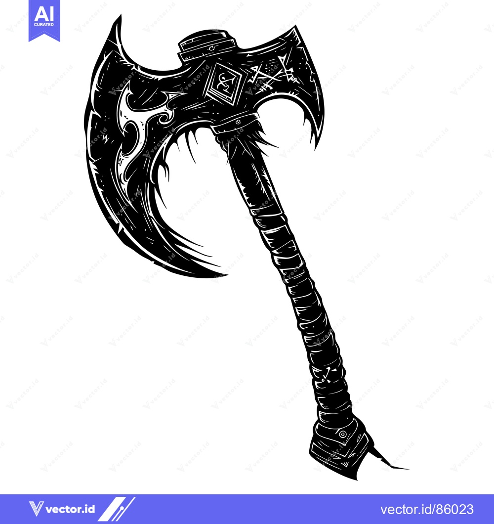 Premium Vector dari Ornate Double-Headed Axe with Intricate Design