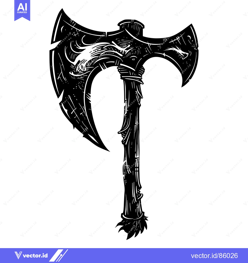 Premium Vector dari A Black And White Illustration Of A Double Headed Axe