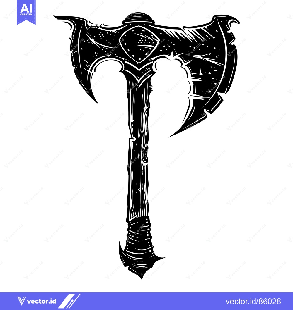 Premium Vector dari Black and White Illustration of a Double-Headed Axe
