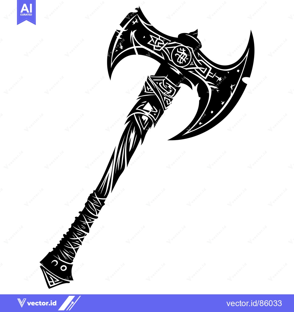 Premium Vector of Ornate Double-Headed Axe with Celtic Knotwork Design