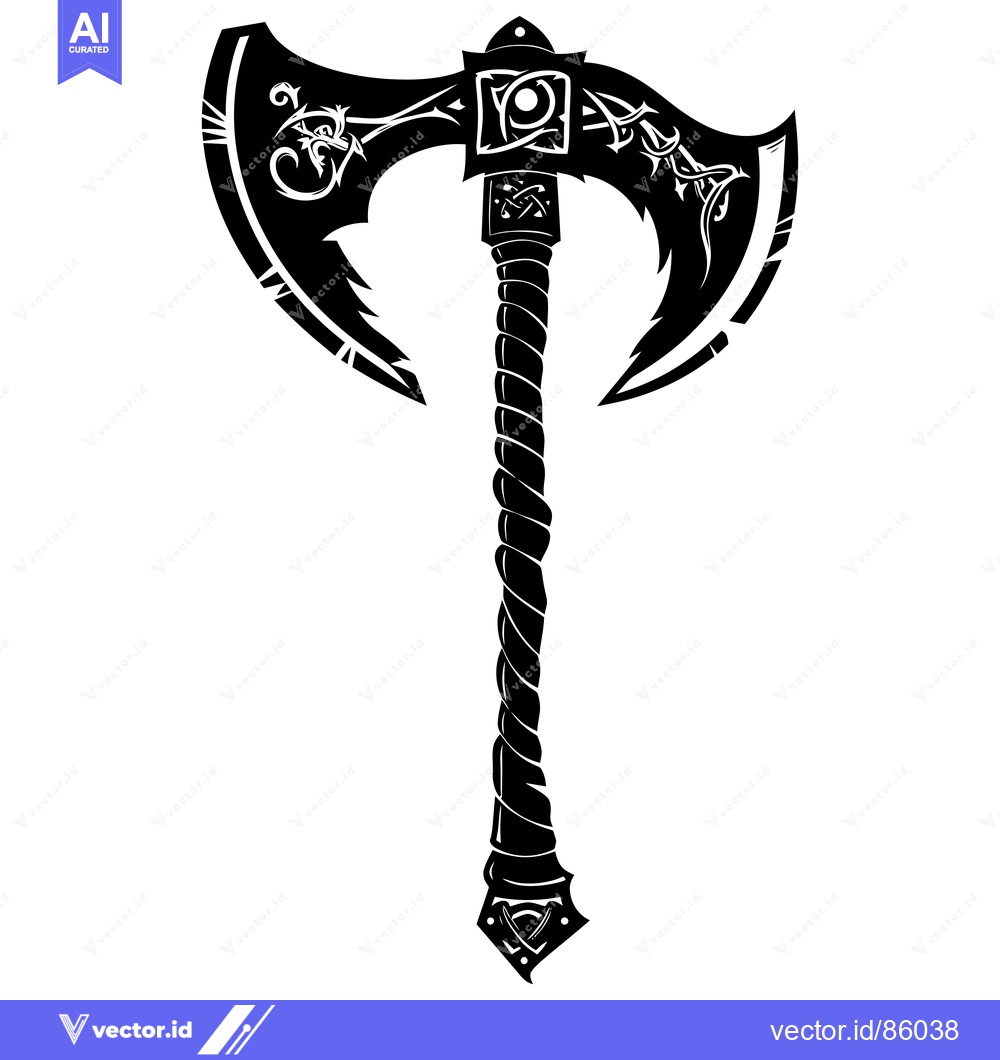 Premium Vector dari Ornate Double-Headed Axe with Intricate Designs