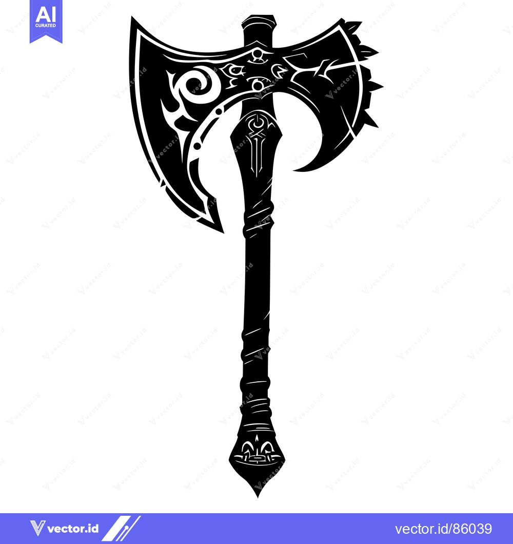 Premium Vector dari Ornate Double-Headed Axe with Intricate Designs