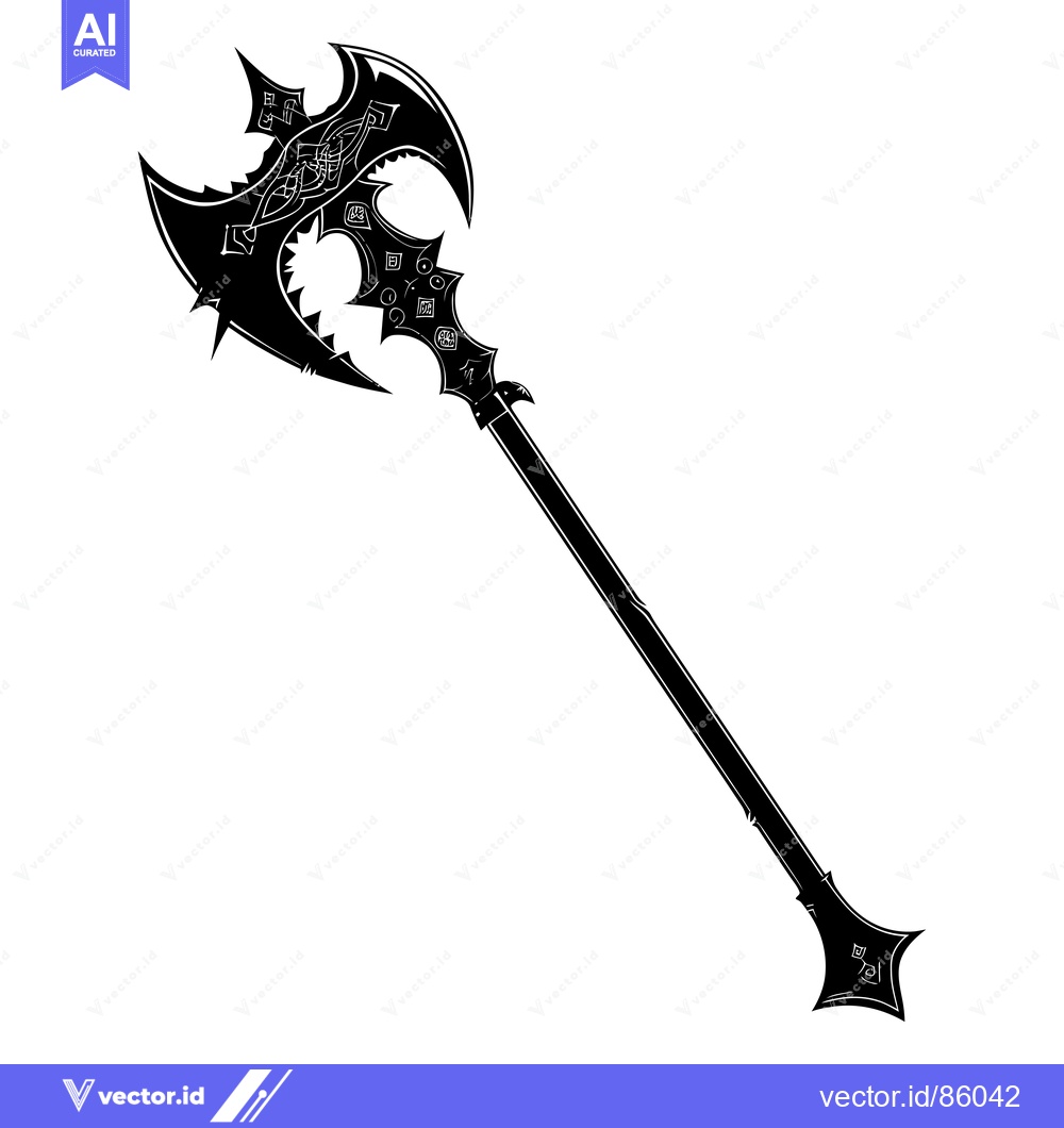 Premium Vector dari Ornate Black and White Double-Headed Axe