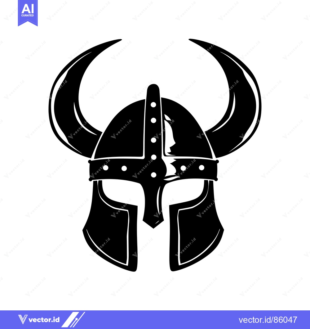 Premium Vector dari Black and White Illustration of a Viking Helmet with Horns