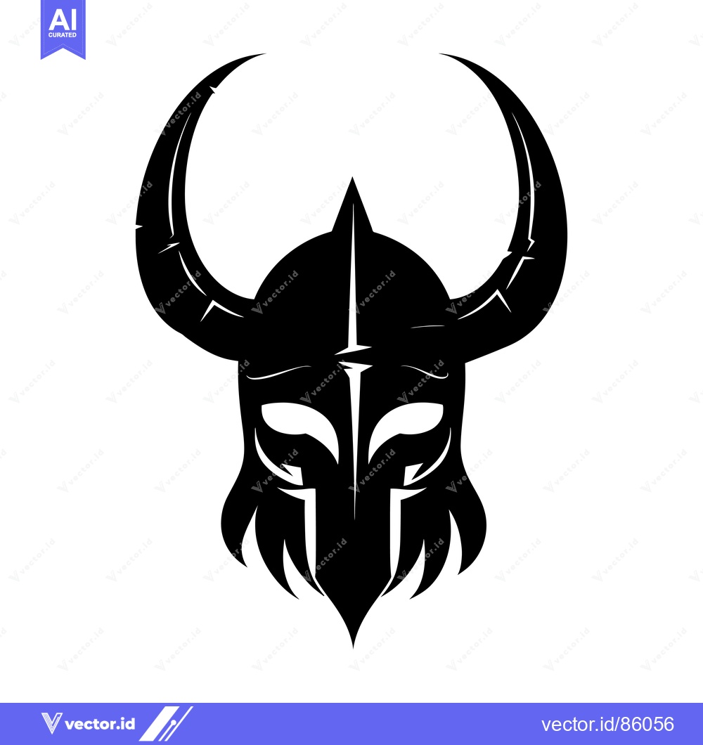 Premium Vector dari Black and White Silhouette of a Viking Helmet with Horns