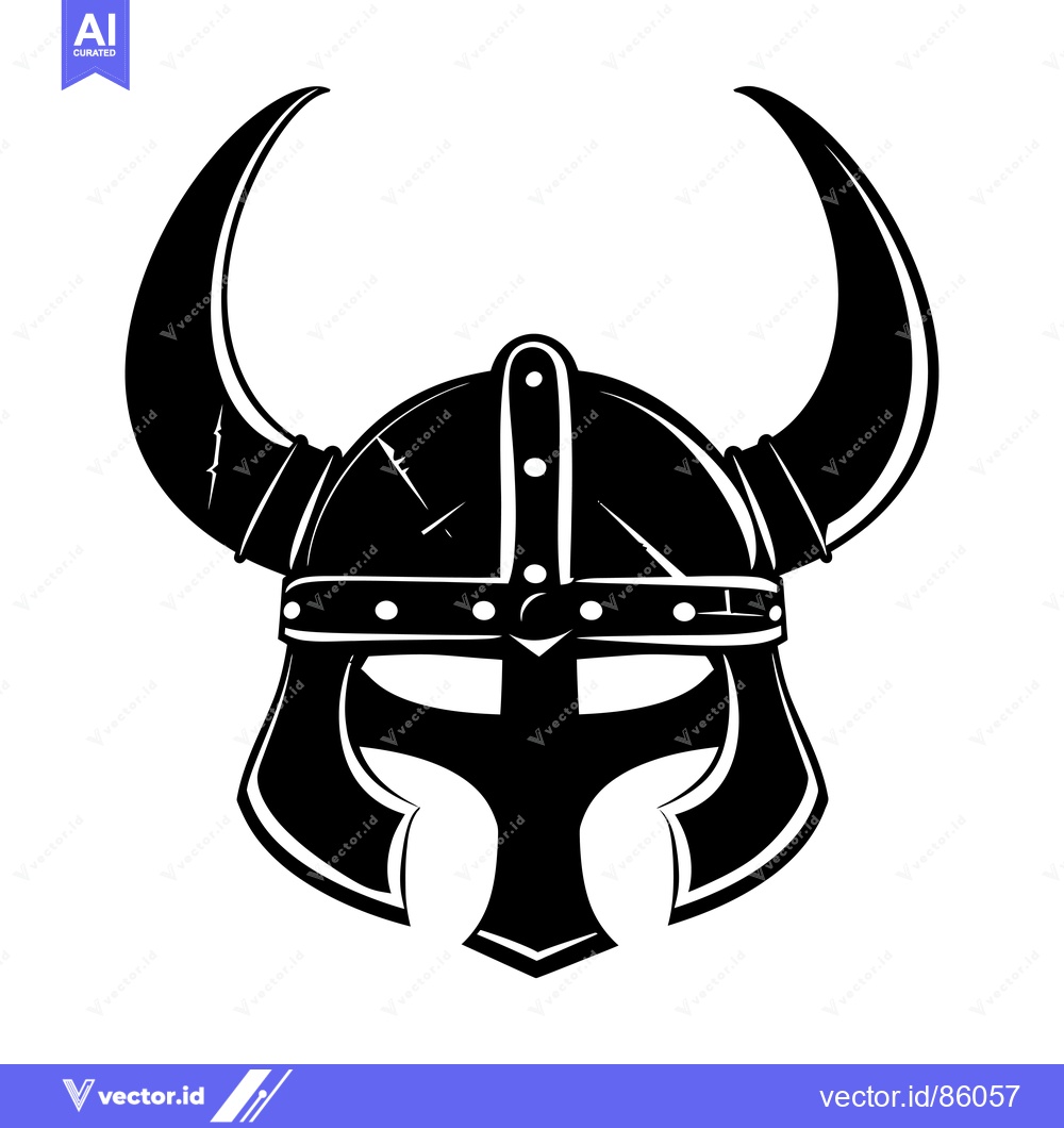 Premium Vector dari Black and White Illustration of a Viking Helmet with Horns