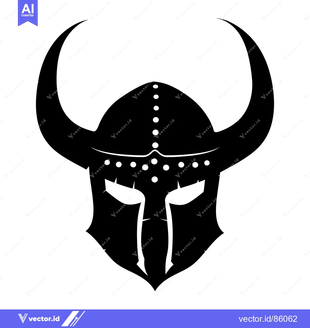 Premium Vector dari Black and White Silhouette of a Viking Helmet with Horns