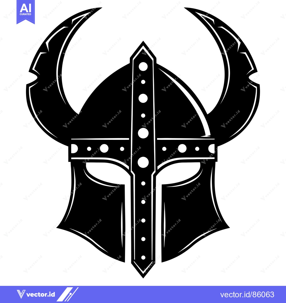 Premium Vector dari Black and White Illustration of a Viking Helmet with Horns