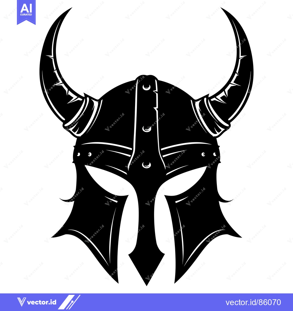 Premium Vector dari Black and White Illustration of a Viking Helmet with Horns