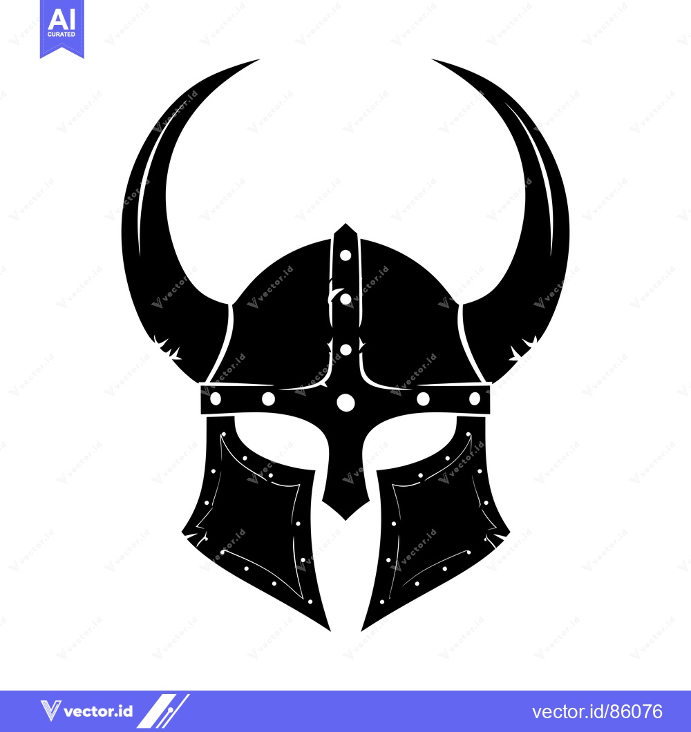 Premium Vector dari Black and White Silhouette of a Viking Helmet with Horns