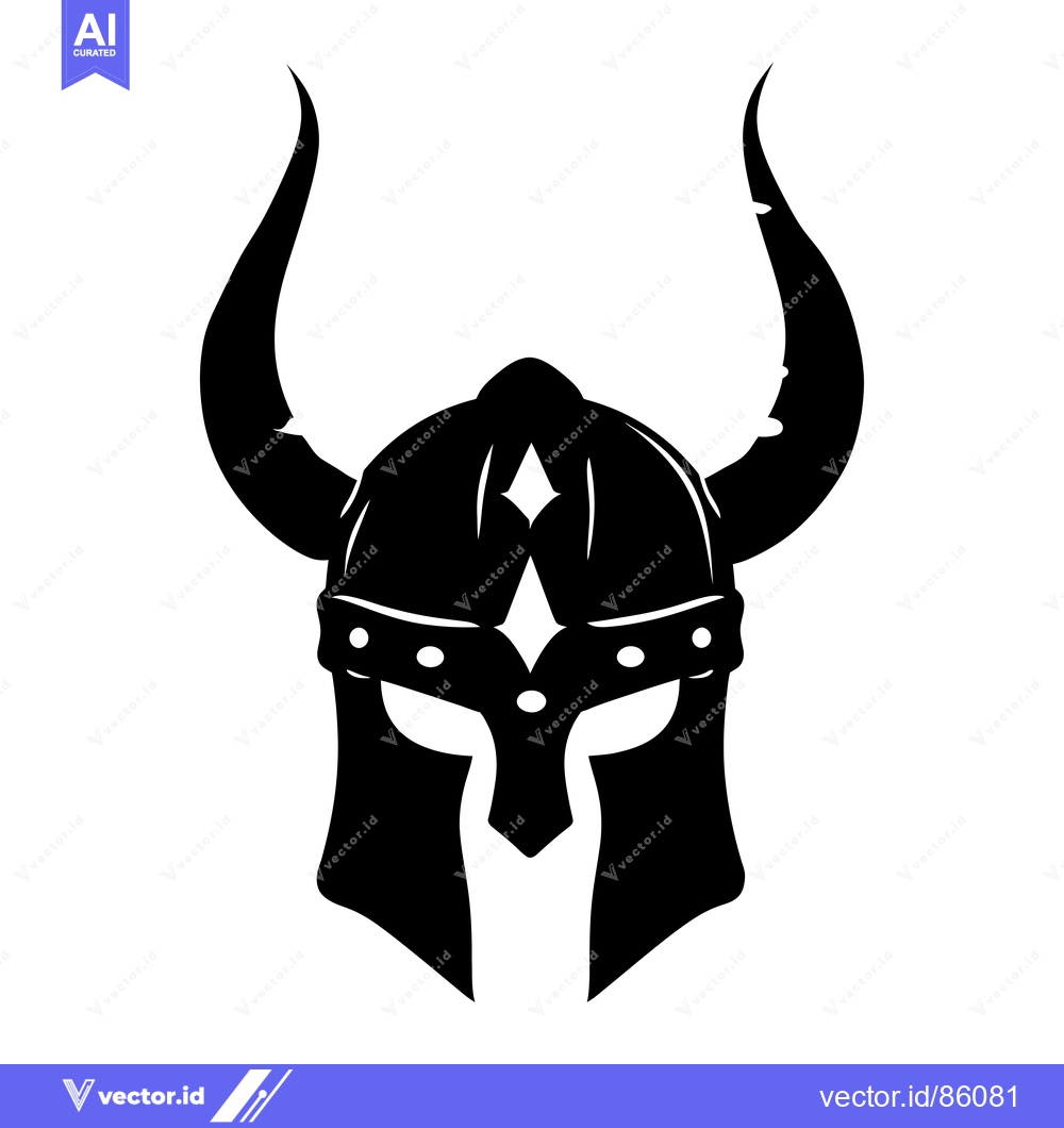 Premium Vector dari Black and White Silhouette of a Viking Helmet with Horns