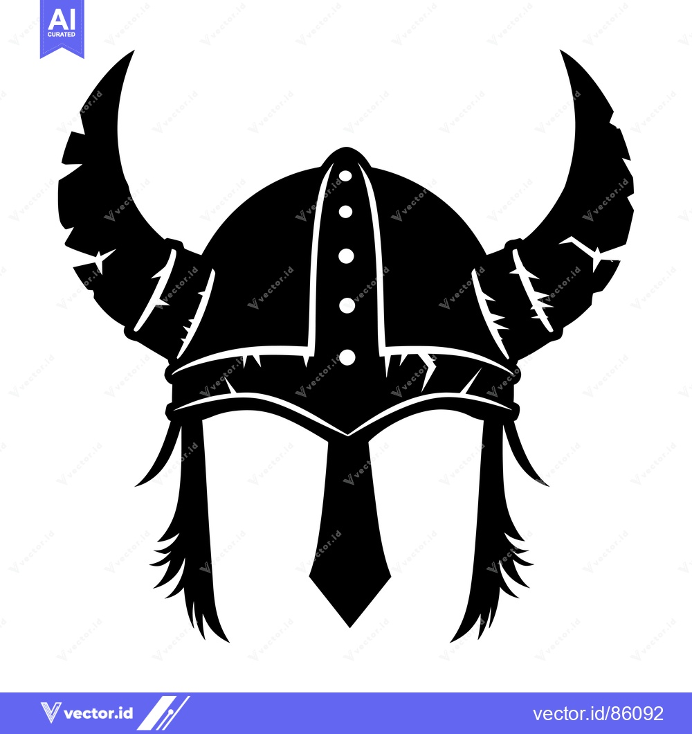 Premium Vector dari Black and White Silhouette of a Viking Helmet with Horns