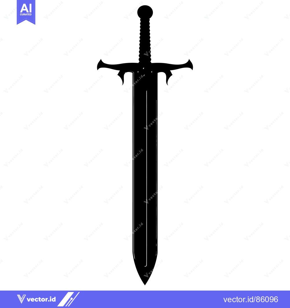 Premium Vector of Black and White Silhouette of a Medieval Sword
