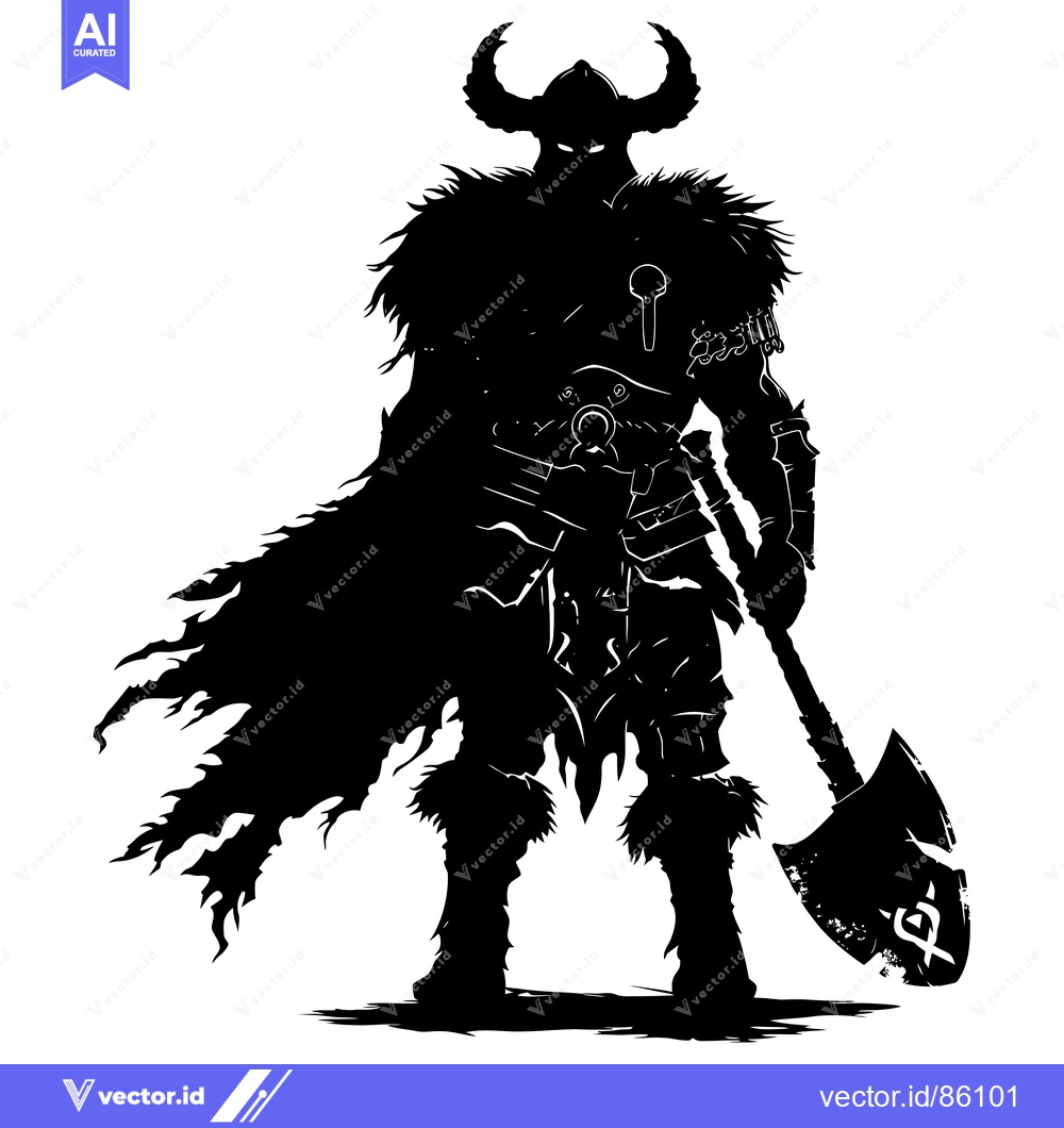 Premium Vector of Silhouette of a Viking Warrior Holding an Axe