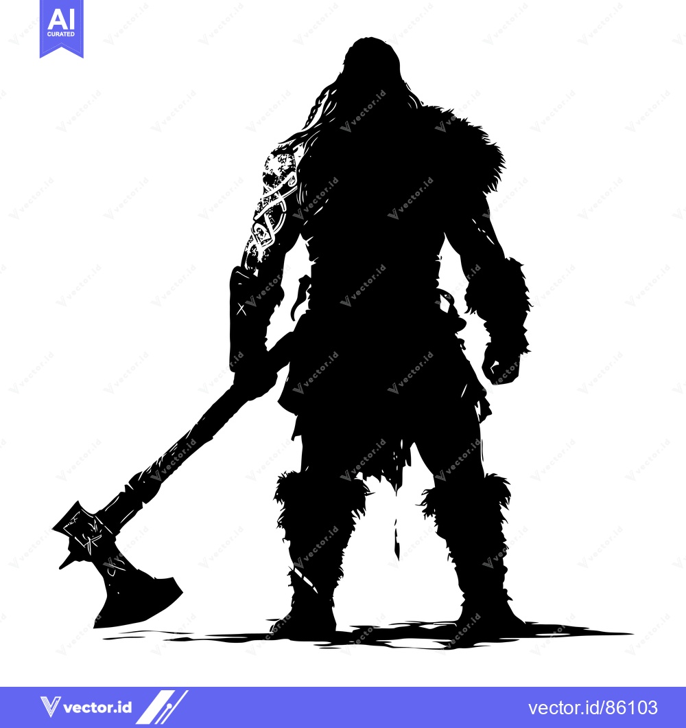 Premium Vector dari Silhouette of a Viking Warrior Holding an Axe