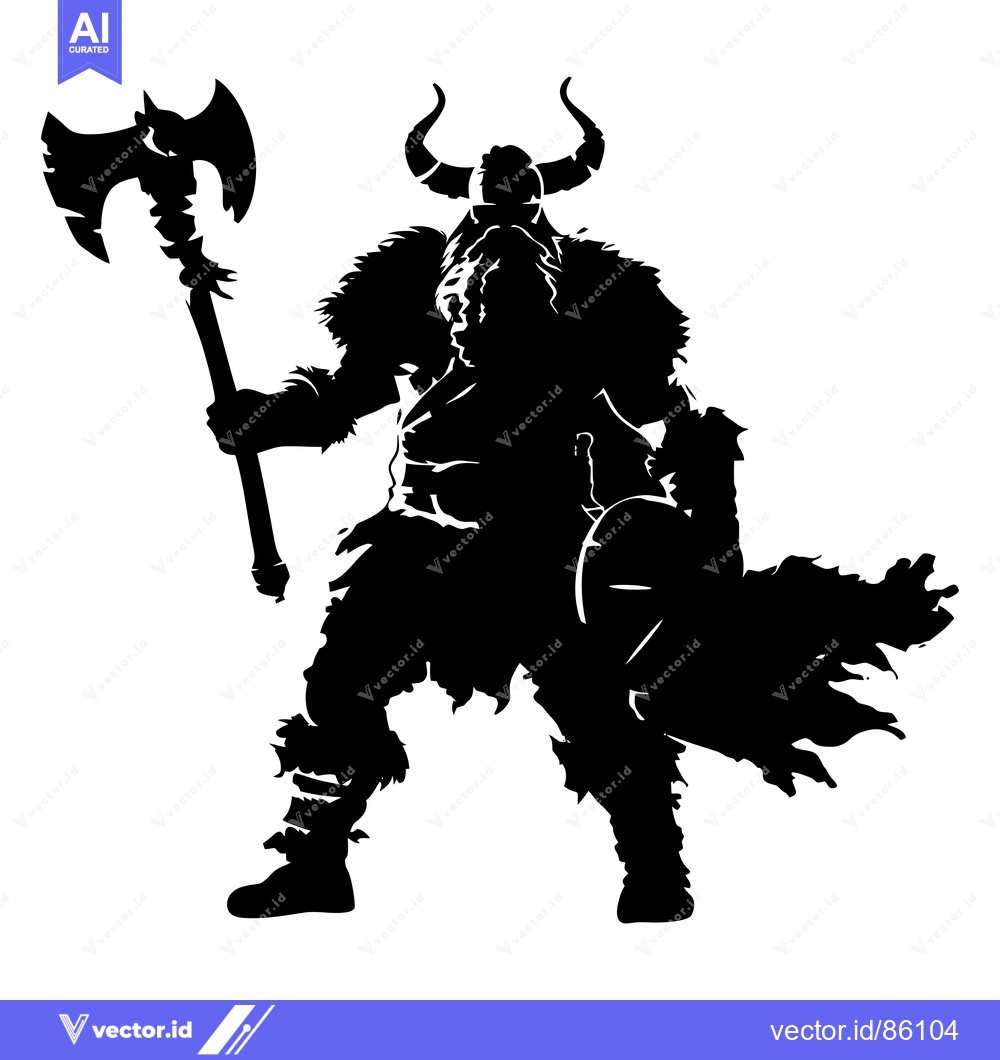 Premium Vector dari Silhouette of a Viking Warrior Holding an Axe