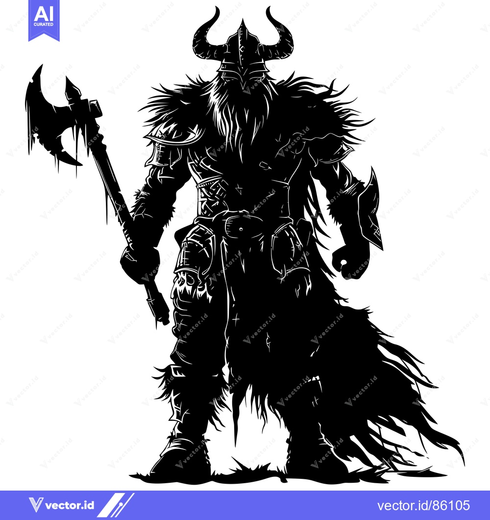 Premium Vector of Silhouette of a Viking Warrior Holding an Axe