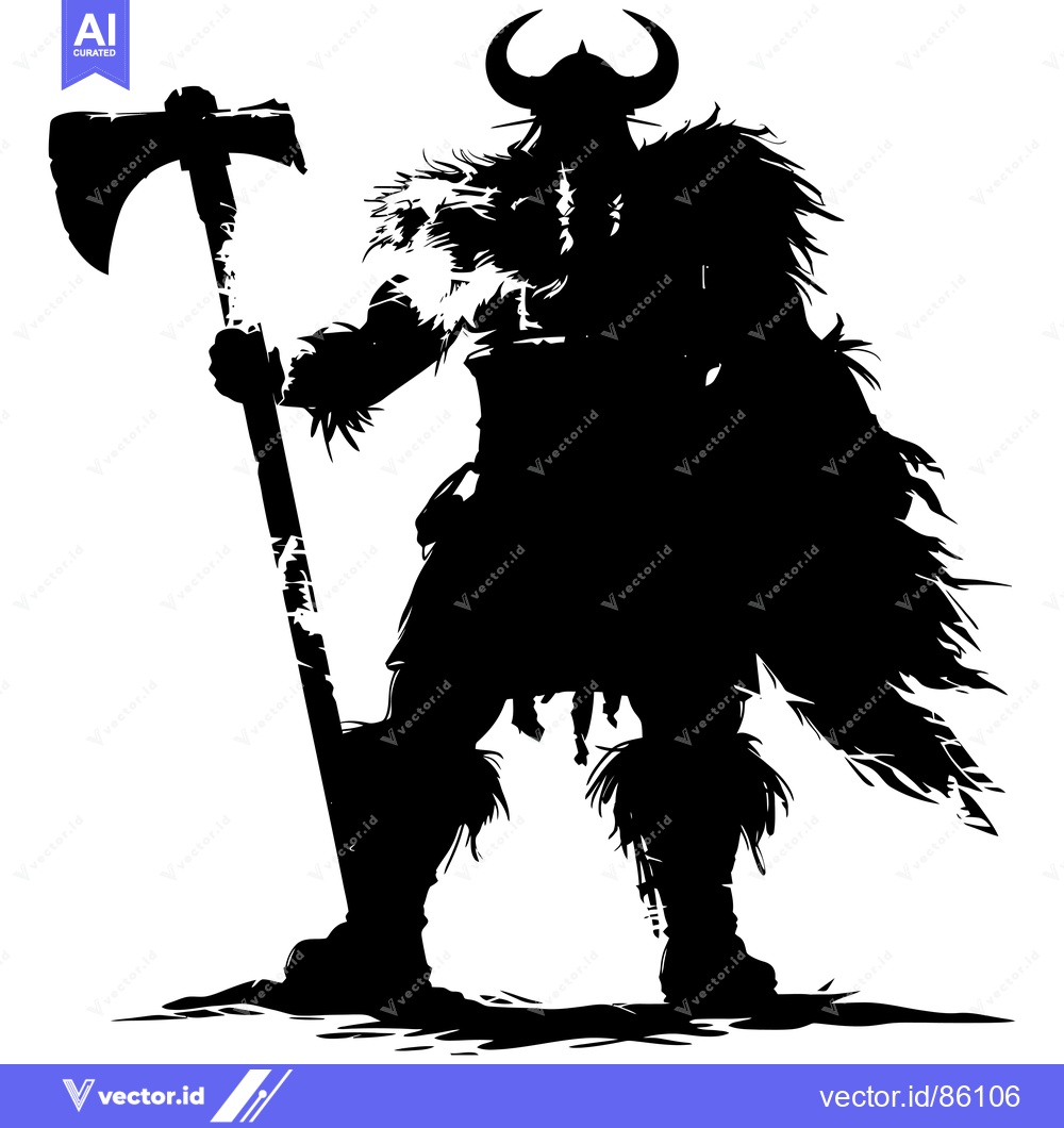 Premium Vector of Silhouette of a Viking Warrior Holding an Axe