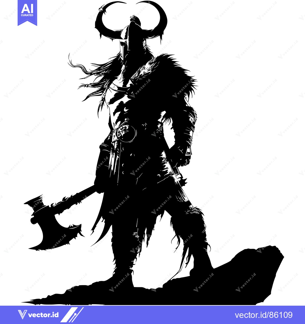 Premium Vector of Silhouette of a Viking Warrior Holding a Battle Axe