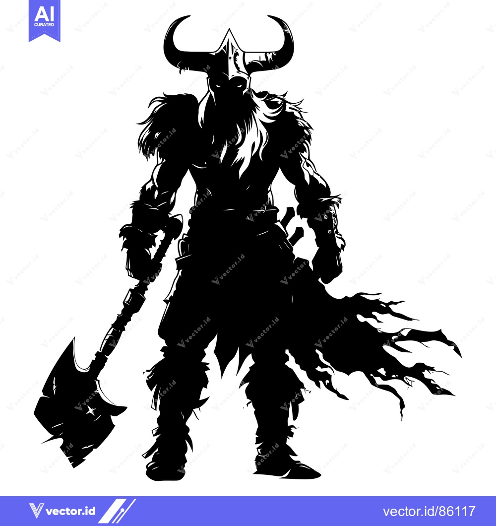 Premium Vector dari Silhouette of a Viking Warrior with an Axe