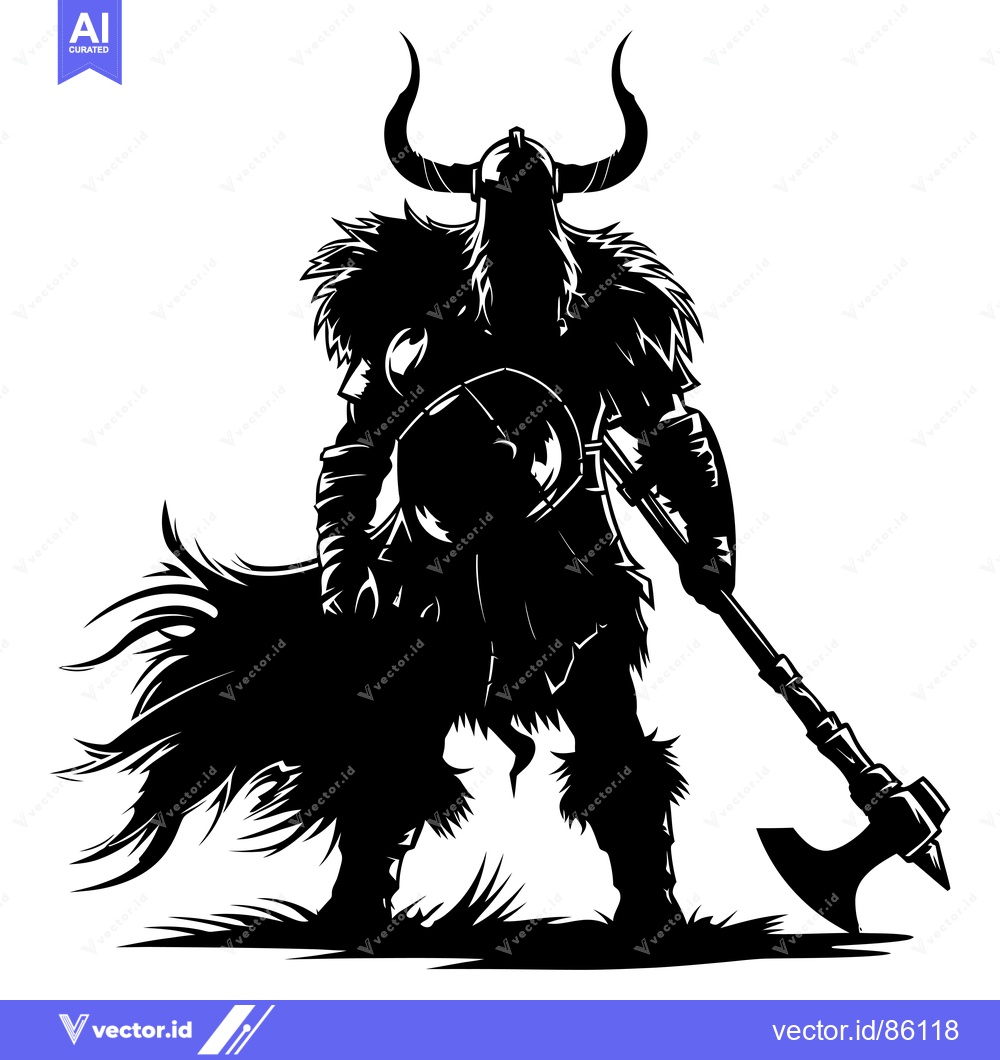 Premium Vector of Silhouetted Viking Warrior Holding an Axe