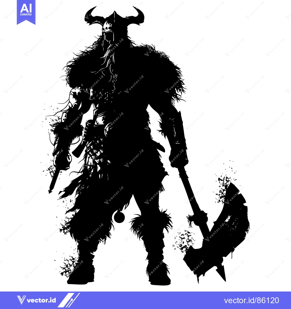 Premium Vector of Silhouette of a Viking Warrior Holding an Axe