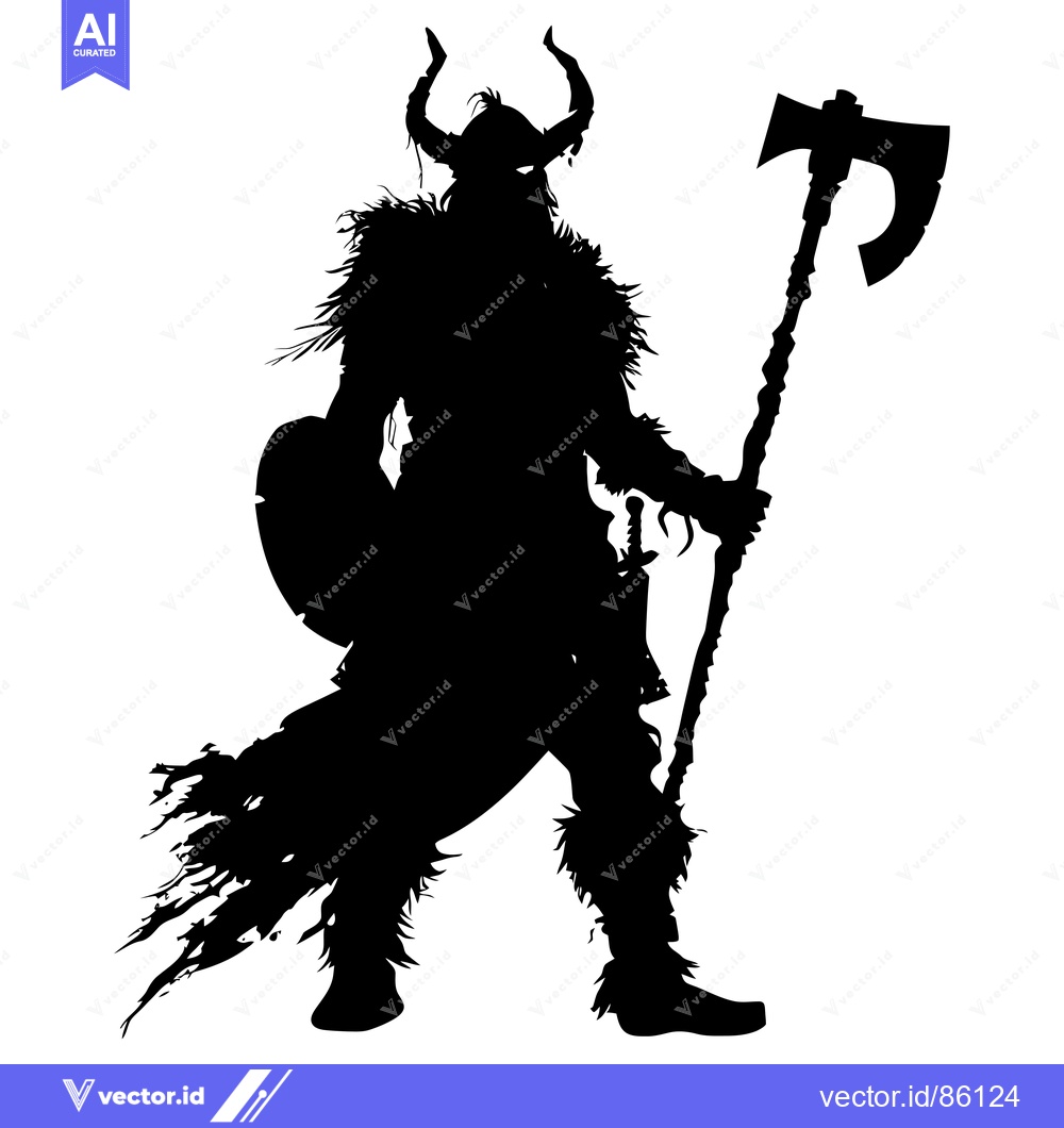 Premium Vector of Silhouette of a Viking Warrior Holding an Axe and Shield