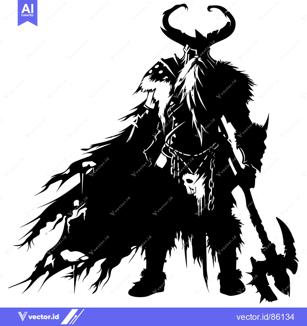 Premium Vector of Silhouette of a Viking Warrior Holding an Axe