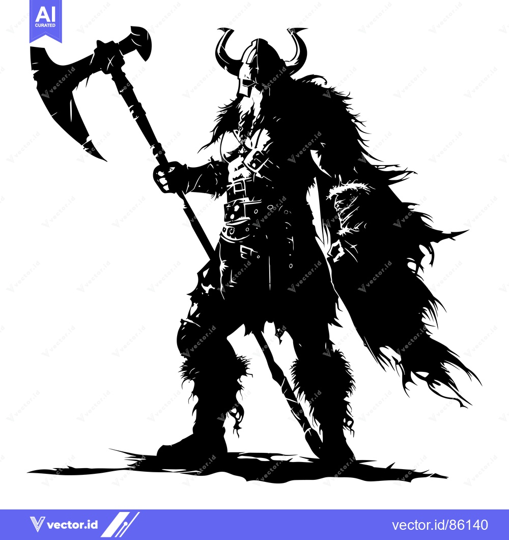 Premium Vector dari Silhouette of a Viking Warrior with an Axe