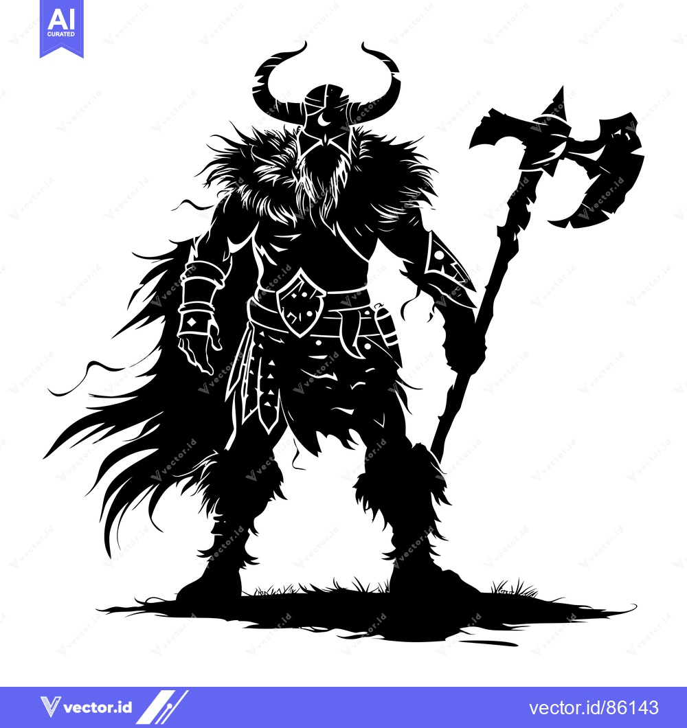 Premium Vector dari Silhouette of a Viking Warrior Holding an Axe