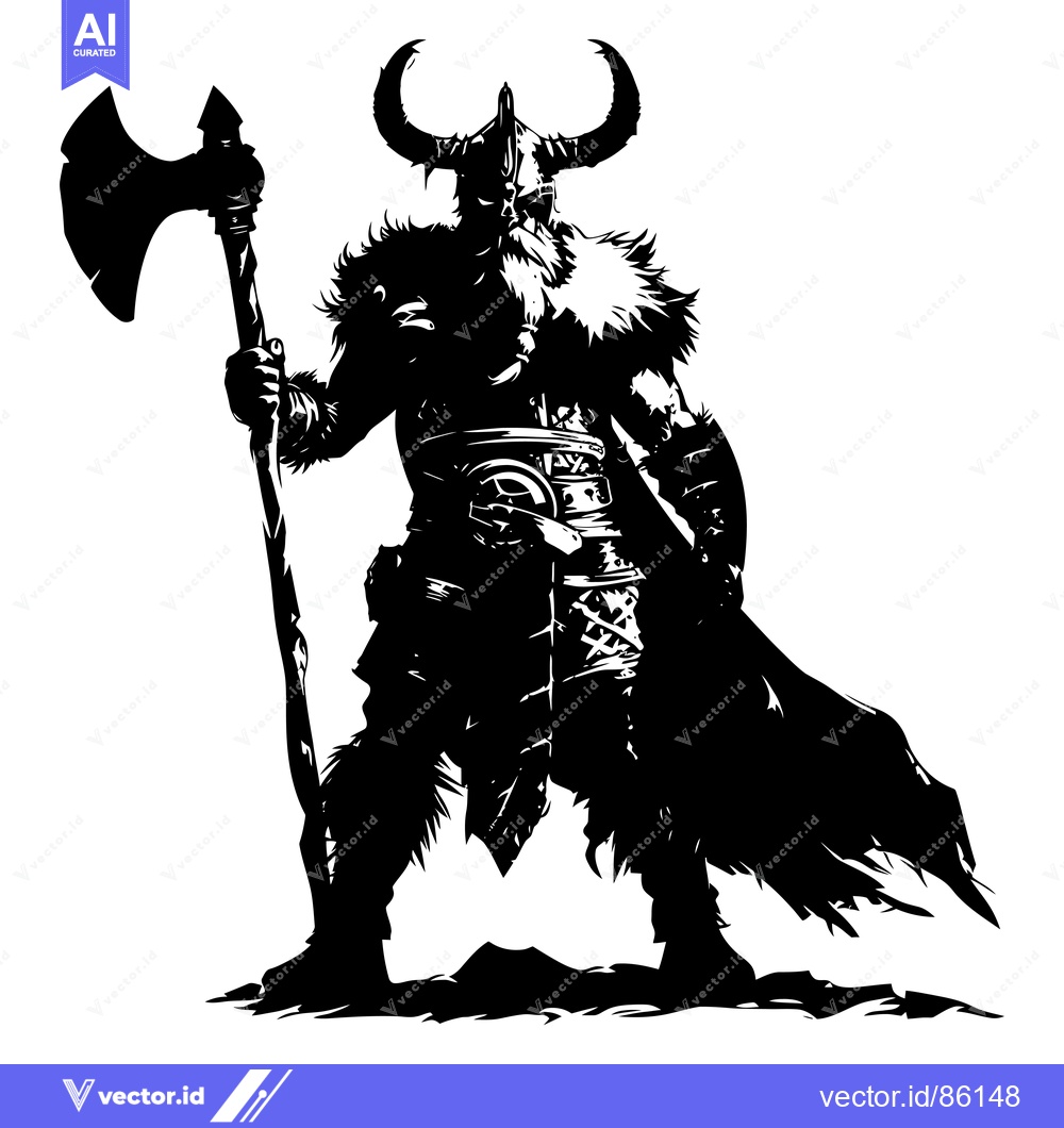 Premium Vector of Silhouette of a Viking Warrior Holding an Axe