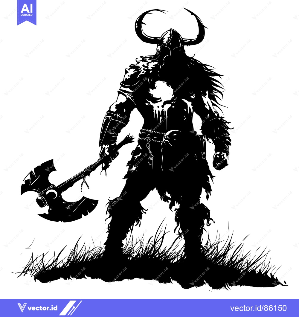 Premium Vector of Silhouette of a Viking Warrior Holding an Axe