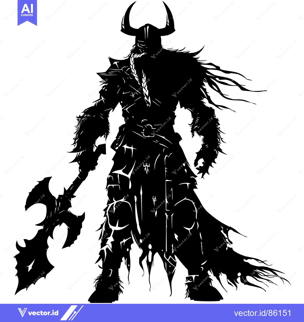 Premium Vector of Silhouette of a Viking Warrior with a Double-Headed Axe