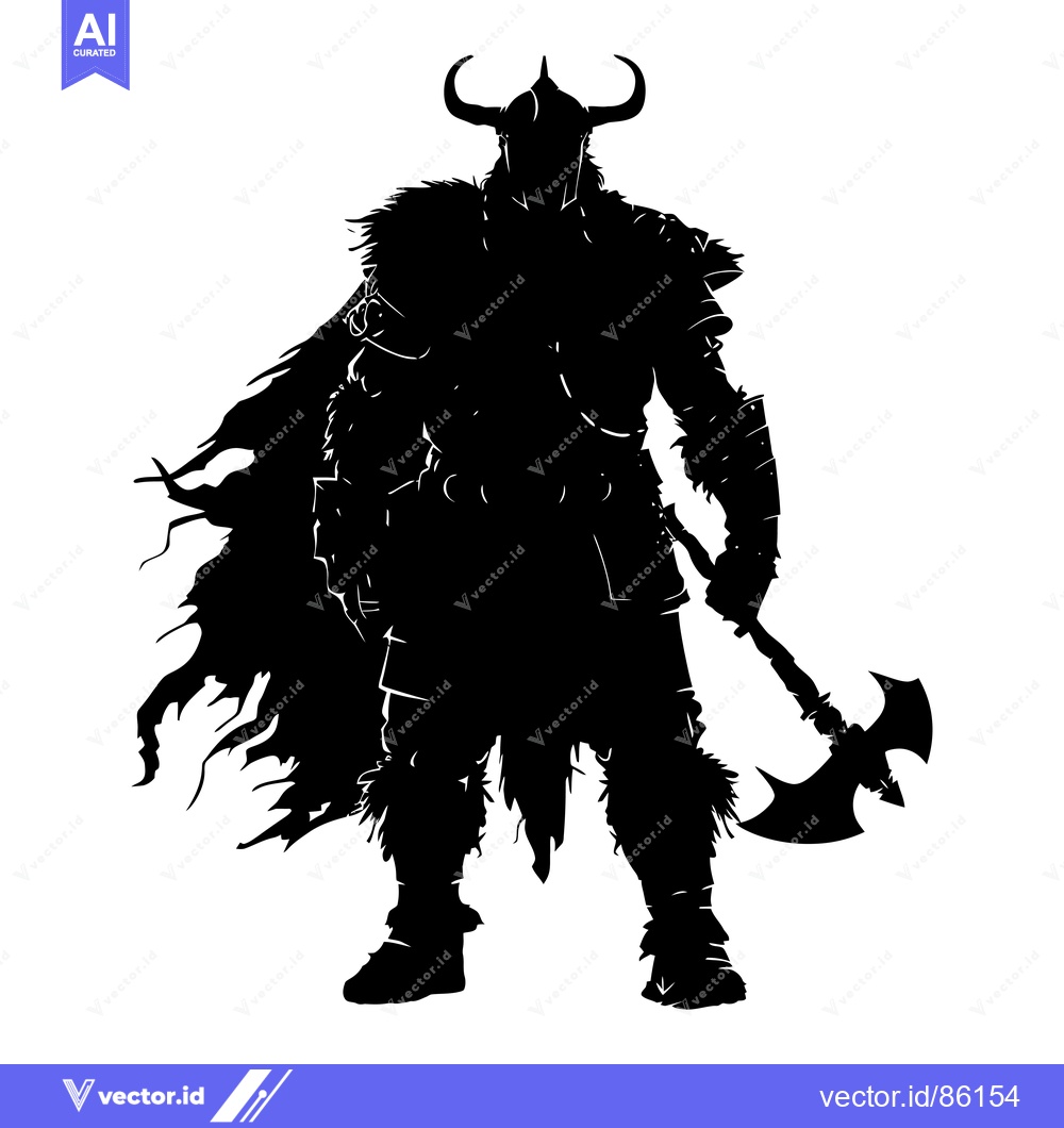 Premium Vector dari Silhouette of a Viking Warrior with an Axe