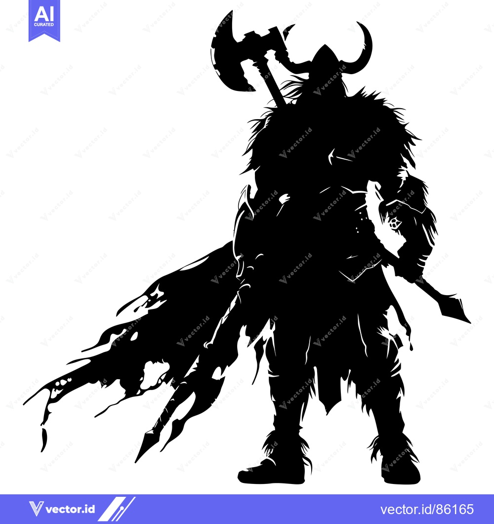 Premium Vector of Silhouette of a Viking Warrior Holding an Axe