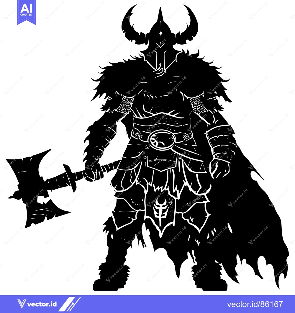 Premium Vector of Silhouette of a Warrior Holding a Double-Headed Axe