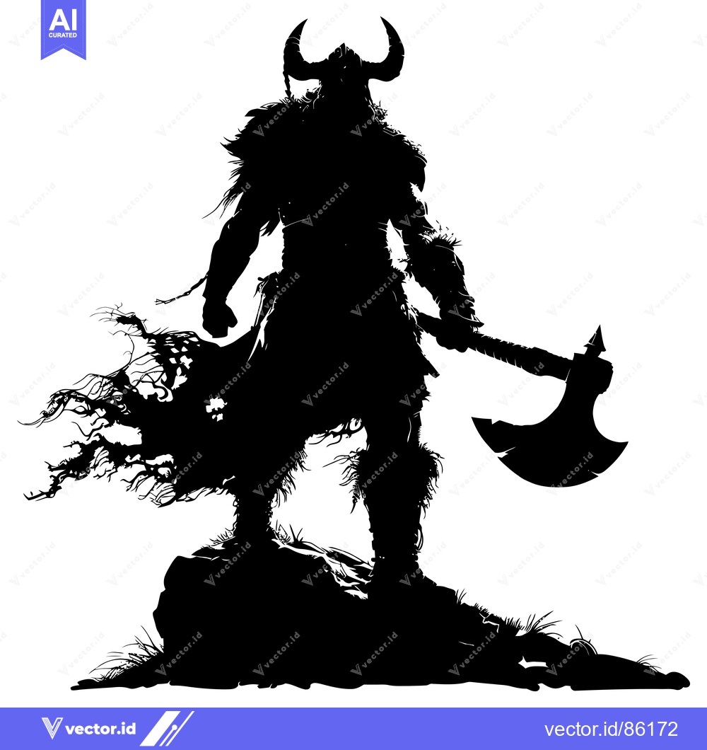 Premium Vector of Silhouette of a Viking Warrior Holding an Axe