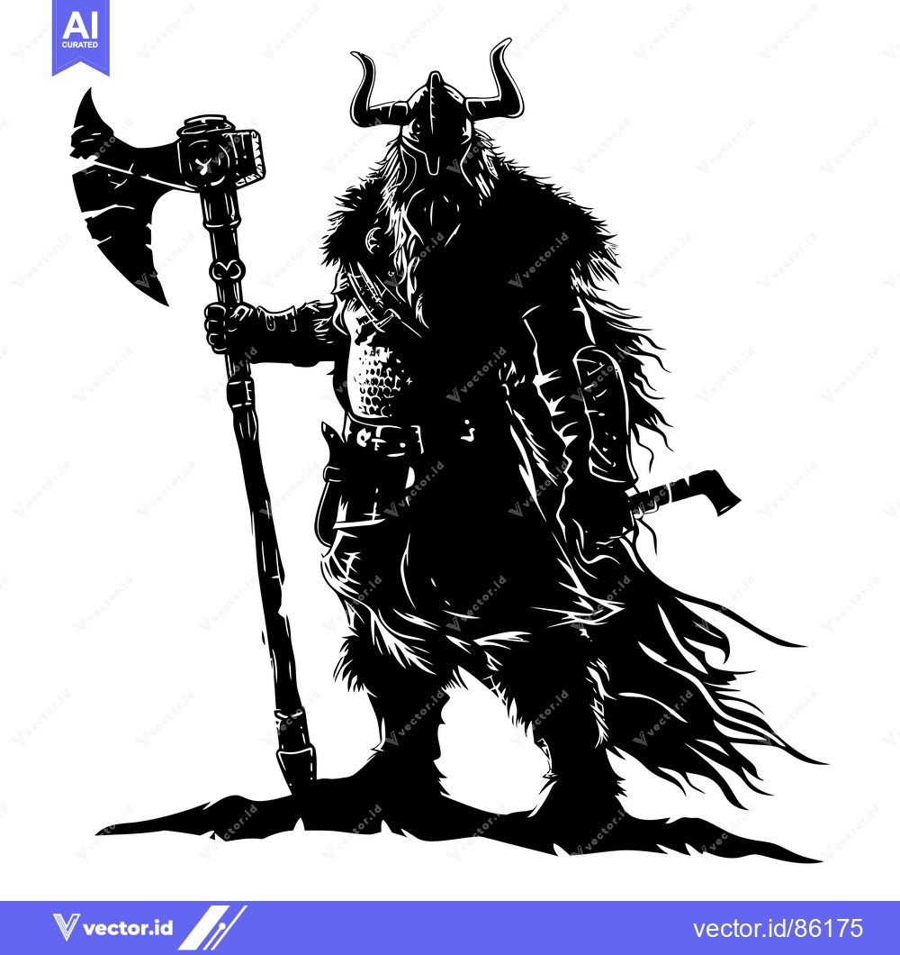 Premium Vector dari Silhouette of a Viking Warrior with an Axe