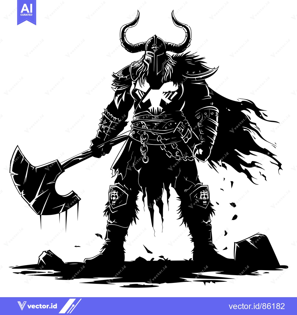 Premium Vector of Silhouette of a Viking Warrior with an Axe