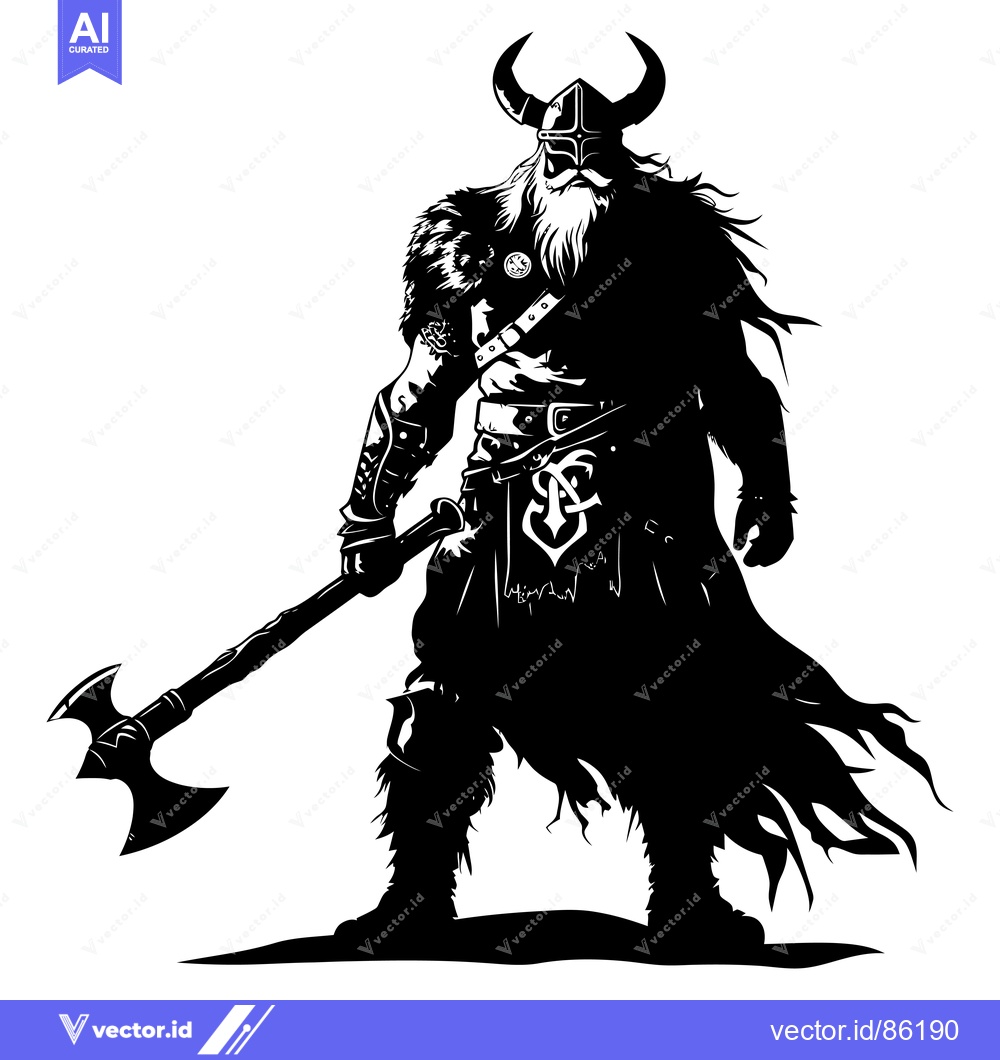 Premium Vector of Silhouette of a Viking Warrior Holding an Axe