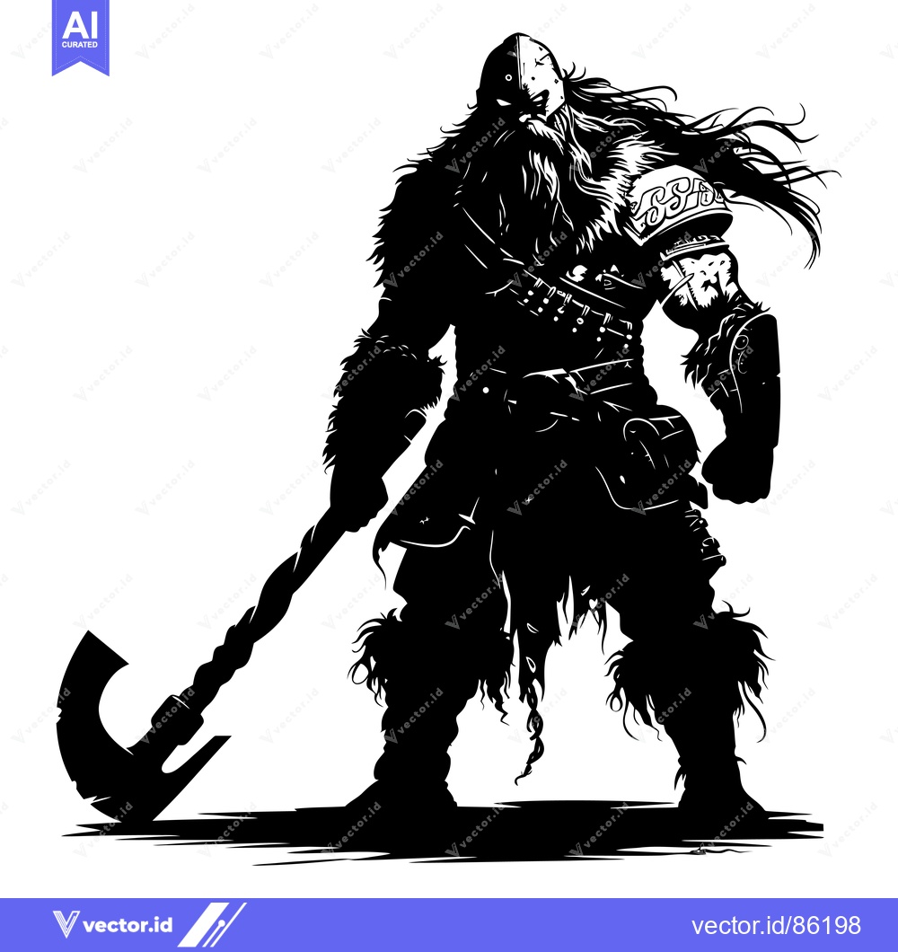 Premium Vector of Silhouette of a Viking Warrior Holding an Axe