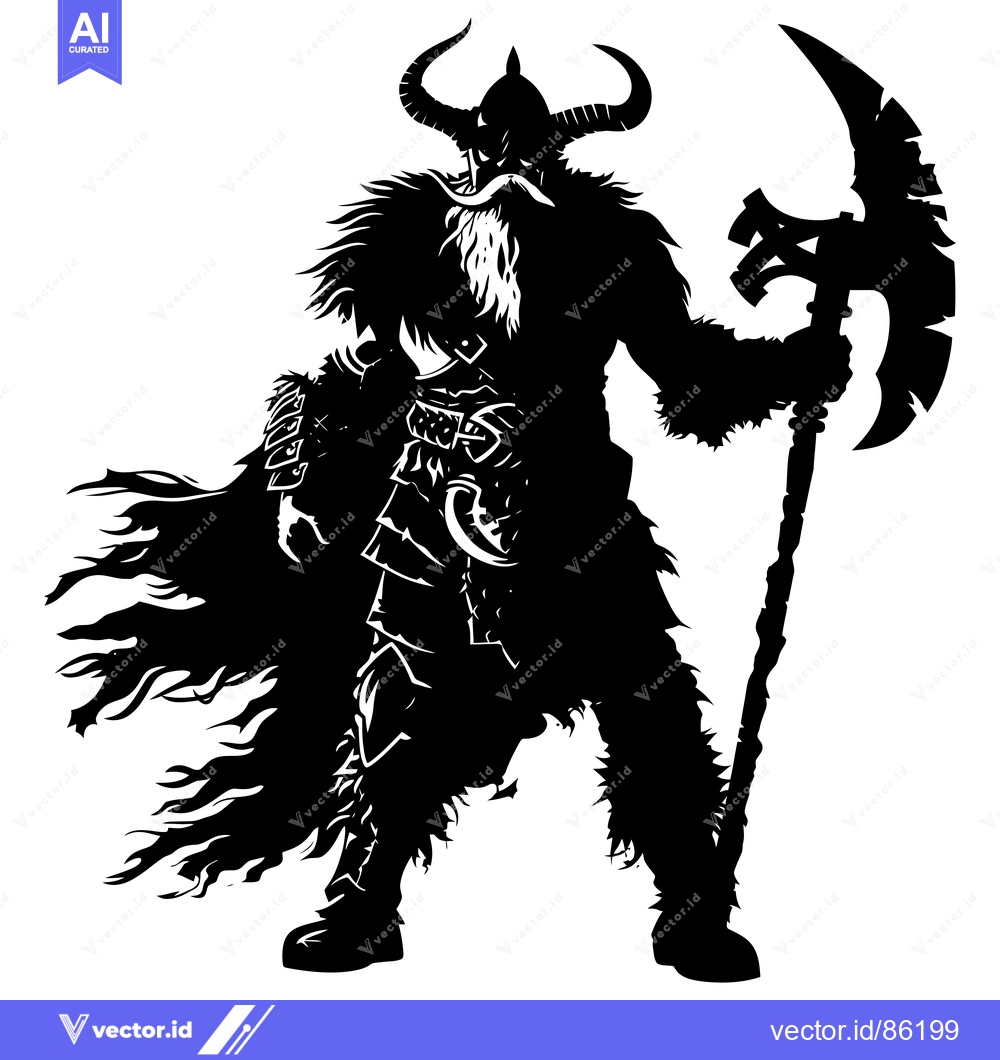 Premium Vector dari Silhouette of a Viking Warrior with an Axe