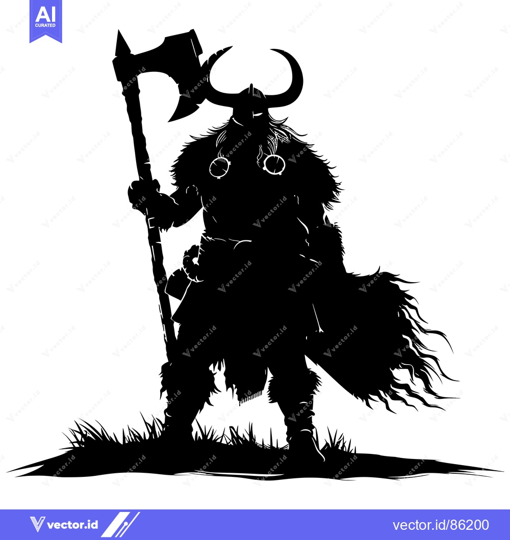 Premium Vector dari Silhouette of a Viking Warrior Holding an Axe