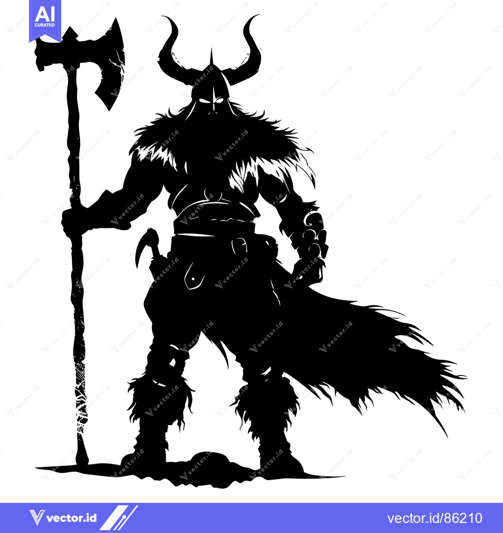 Premium Vector of Silhouette of a Viking Warrior Holding an Axe