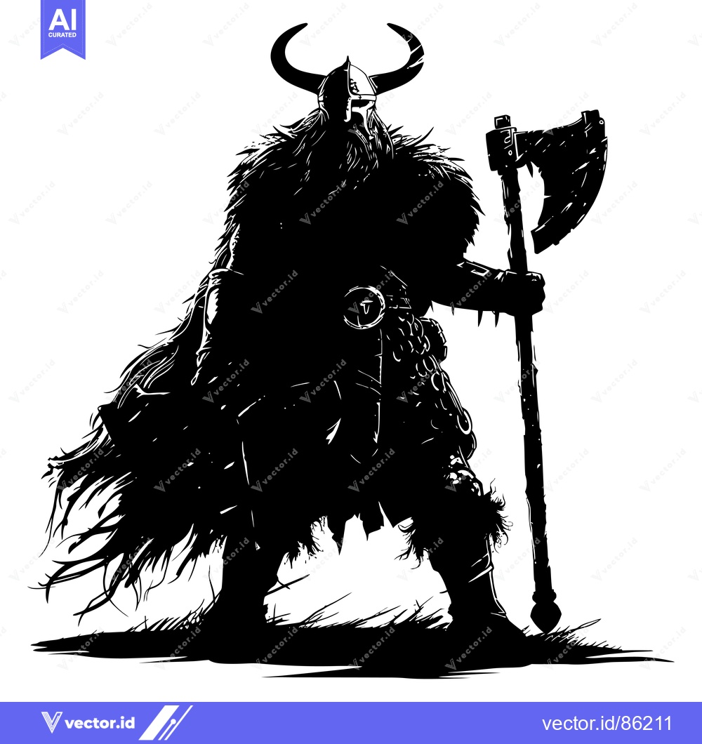 Premium Vector of Silhouette of a Viking Warrior Holding an Axe