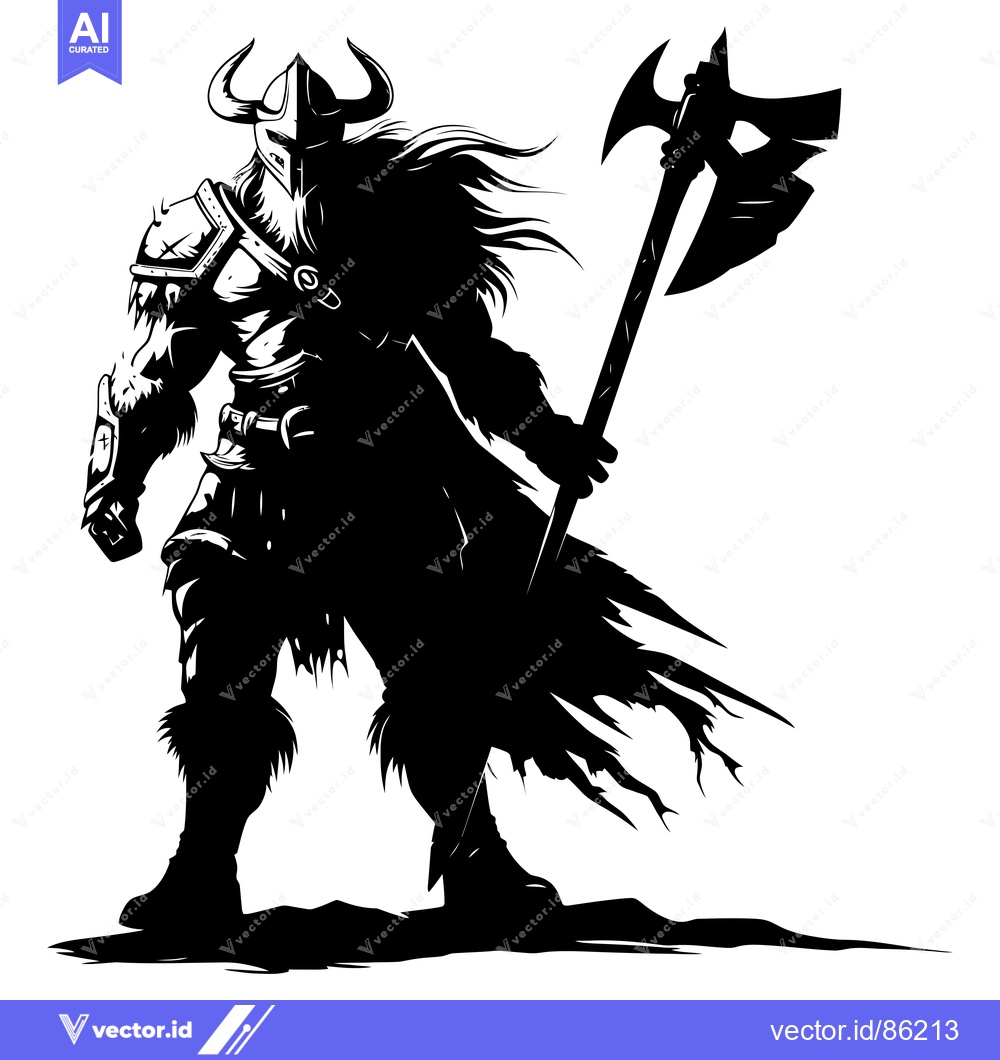 Premium Vector dari Silhouette of a Viking Warrior Holding an Axe