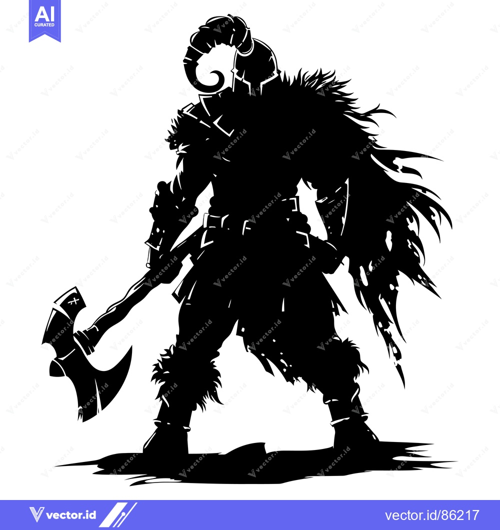 Premium Vector of Silhouette of a Warrior Holding an Axe