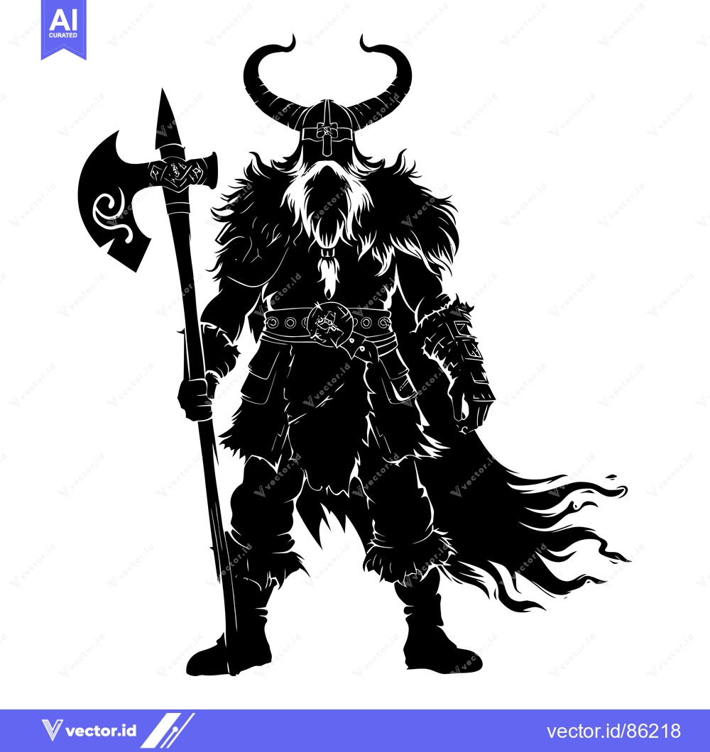 Premium Vector dari Silhouette of a Viking Warrior Holding an Axe