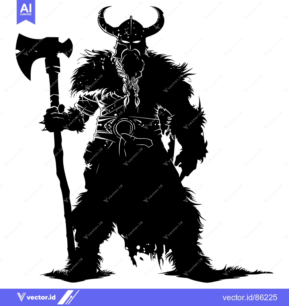 Premium Vector of Silhouette of a Viking Warrior Holding an Axe