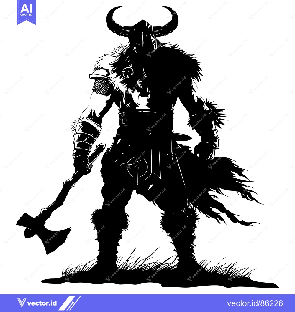 Premium Vector of Silhouette of a Viking Warrior Holding an Axe